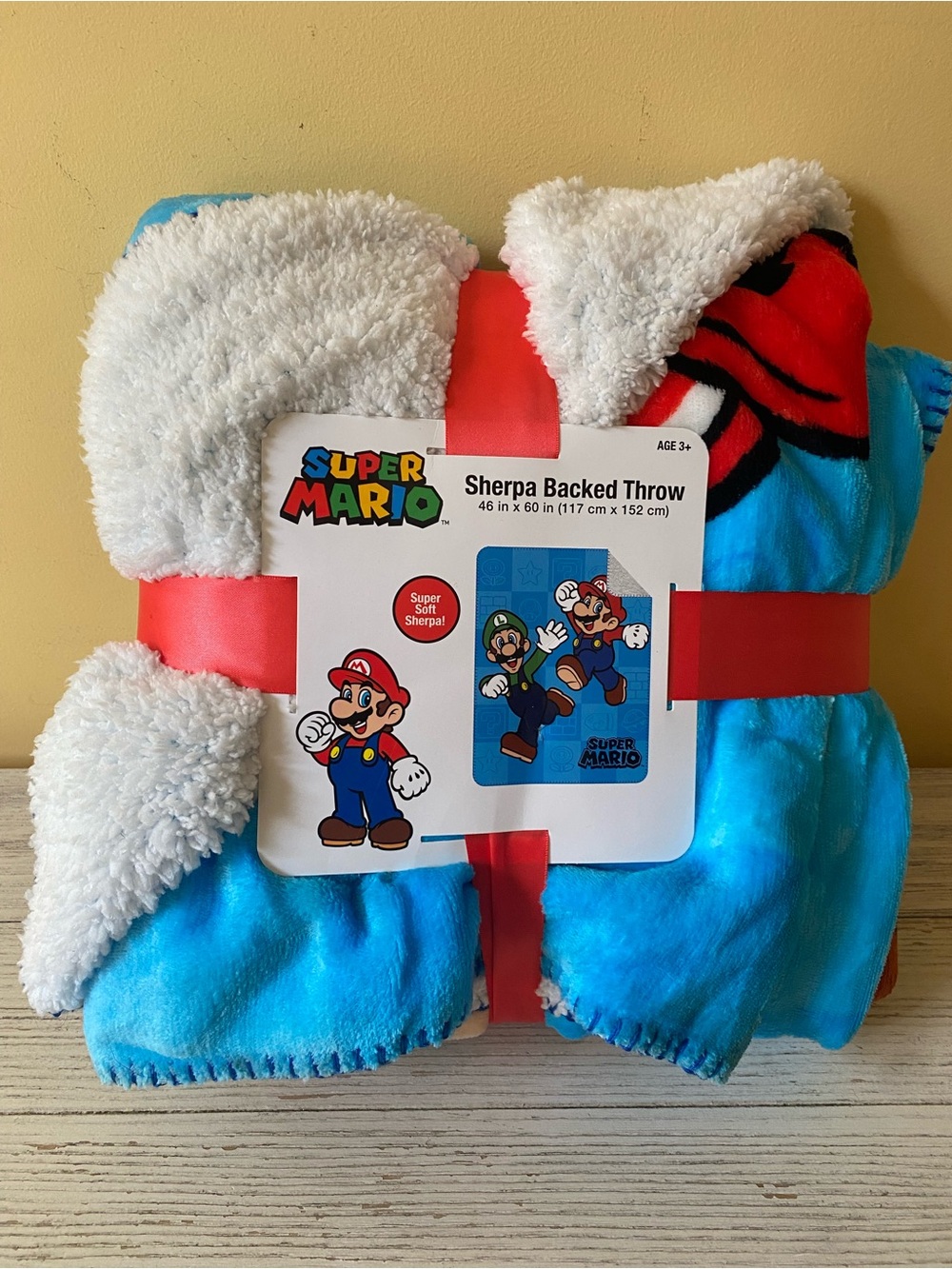 Super Mario Sherpa-Backed Throw Blanket